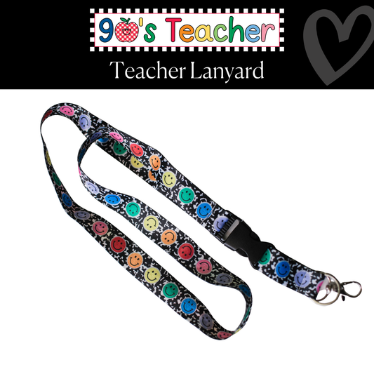 Rainbow Smiley Lanyard | 90s Teacher
