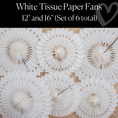 Load image into Gallery viewer, White Tissue Paper Fans Set of 6 | Bulletin Board Decor | Classroom Wall Decor
