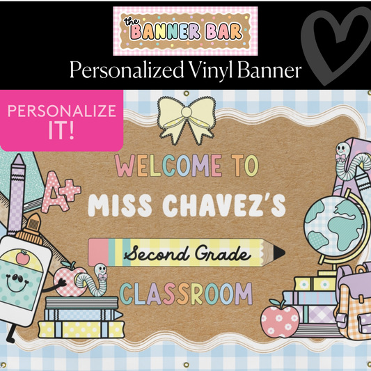 Back to School Pastel Cuties Personalized Banner | Banner Bar