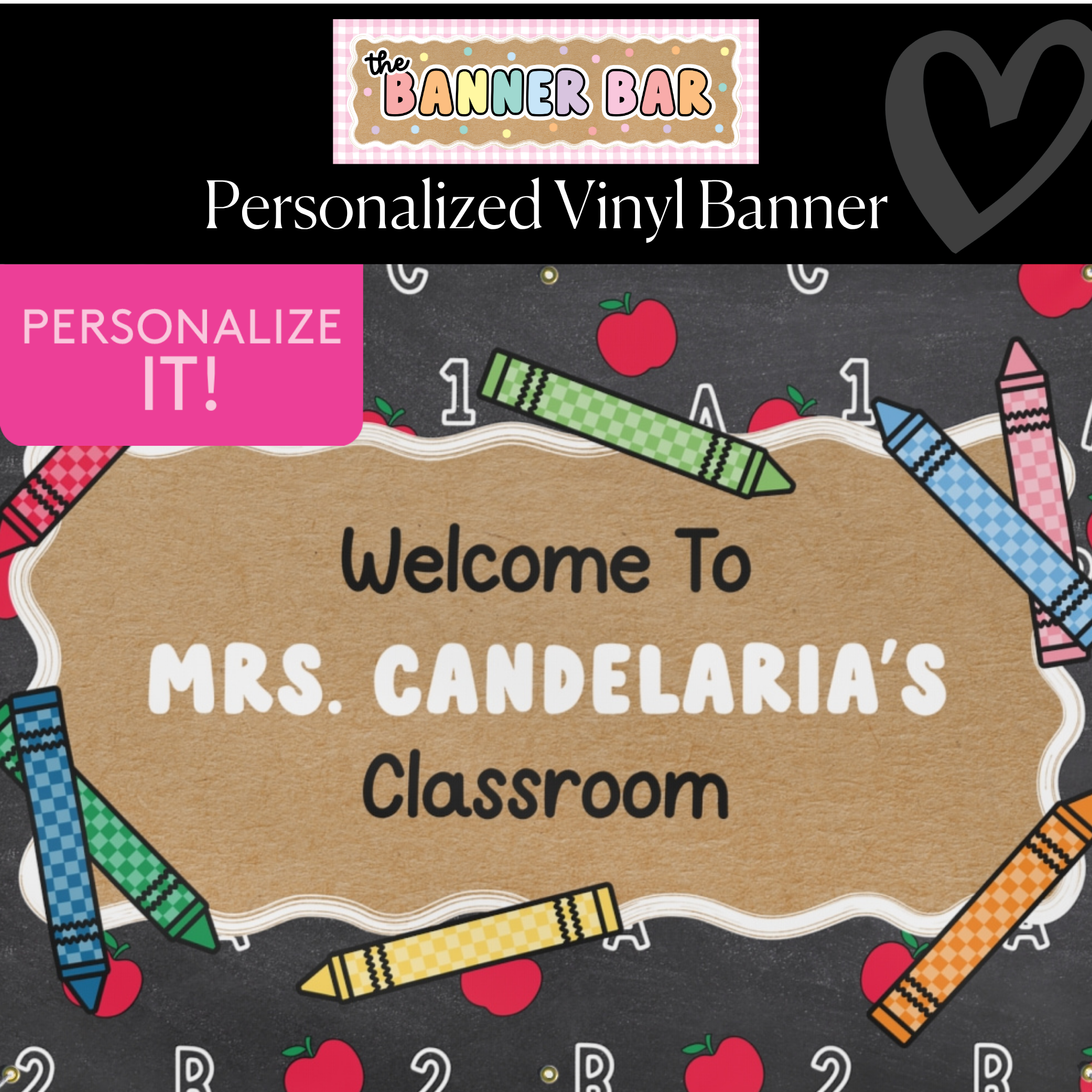 Apples and ABCs Personalized Classroom Banner | Banner Bar