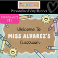 Load image into Gallery viewer, Pastel Crayons and Sunshine Personalized Classroom Banner | Banner Bar
