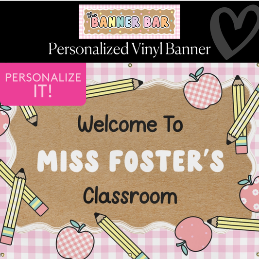 Pink Pencil Personalized Classroom Banner | Banner Bar