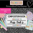 Load image into Gallery viewer, Composition Book Personalized Classroom Banner | Banner Bar
