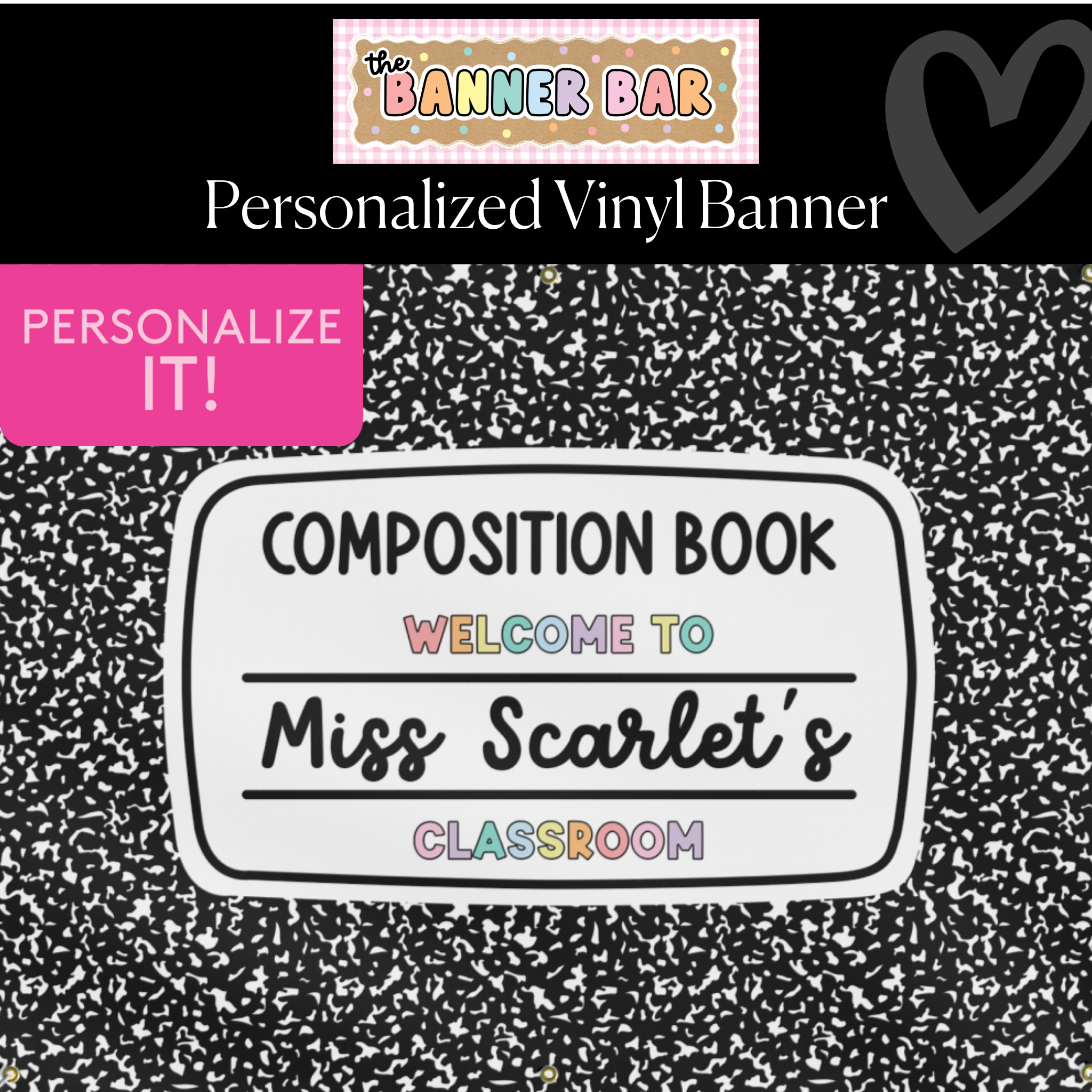 Composition Cutie Personalized Banner | Banner Bar
