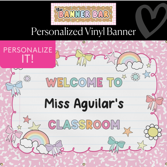 Bow & Rainbow Personalized Banner | Banner Bar