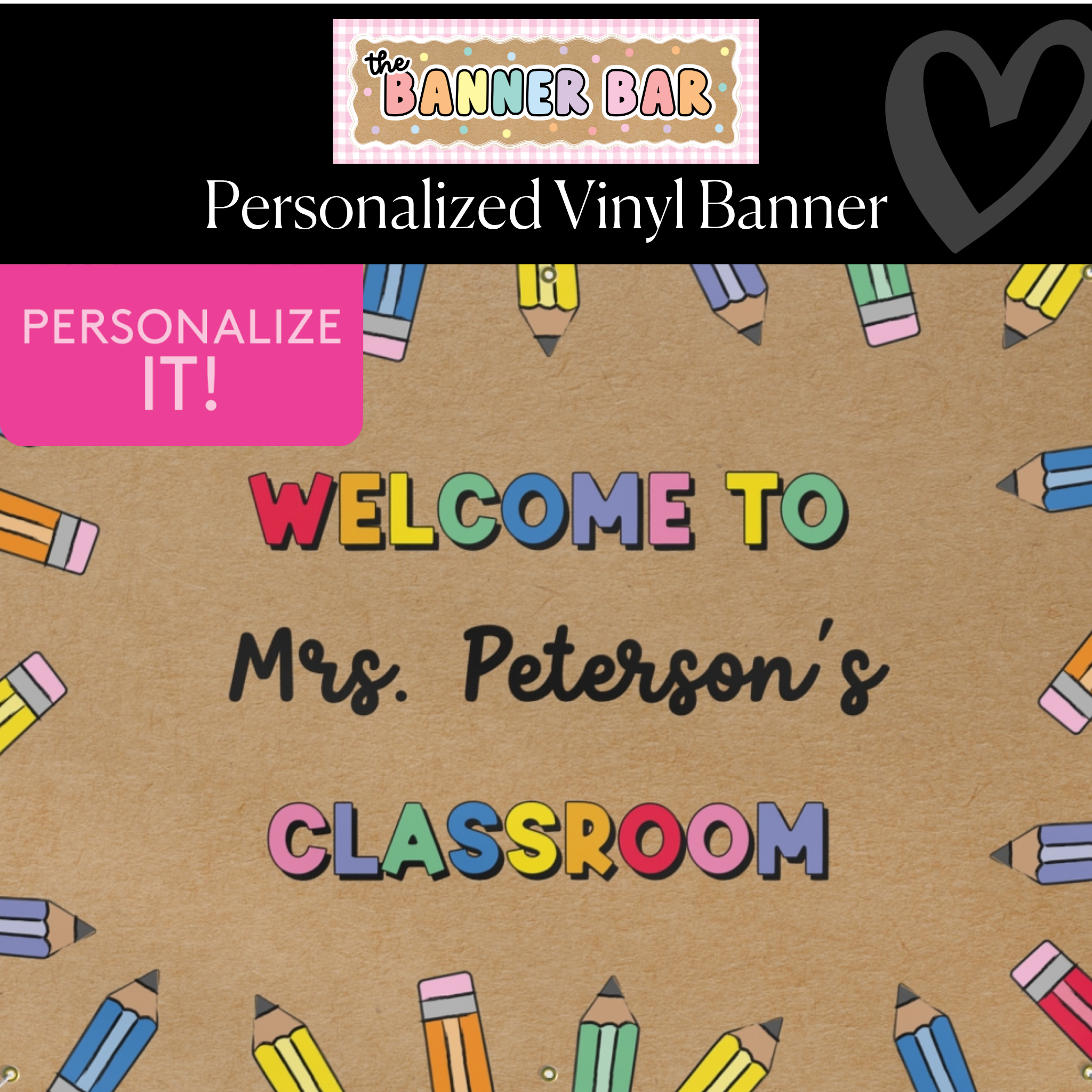 Pencil Party Personalized Classroom Banner | Banner Bar