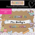 Load image into Gallery viewer, Pastel Lavender Happy Teacher Personalized Classroom Banner | Banner Bar

