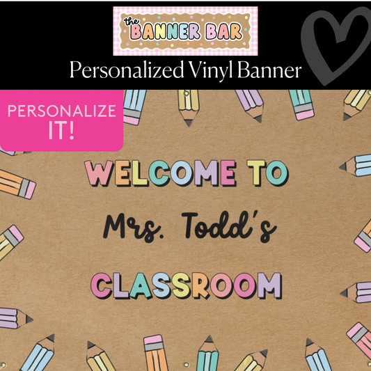 Pastel Pencil Personalized Classroom Banner | Banner Bar