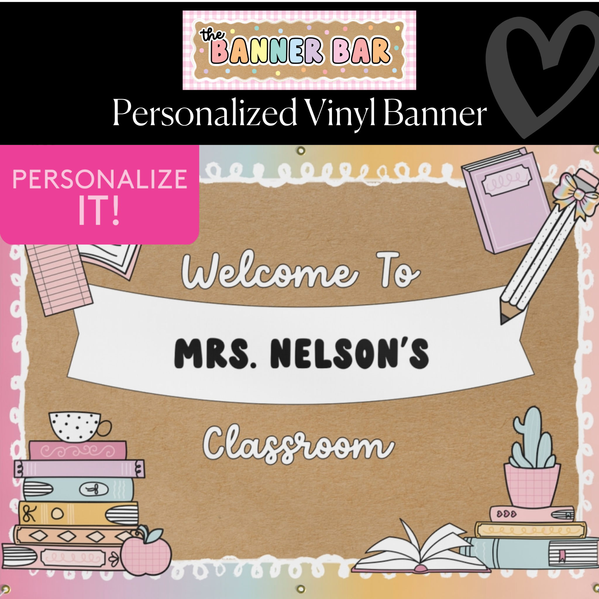 Cozy Book Club Classroom Personalized Banner | Banner Bar