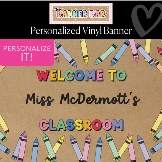Colorful Crayons Personalized Classroom Banner | Banner Bar