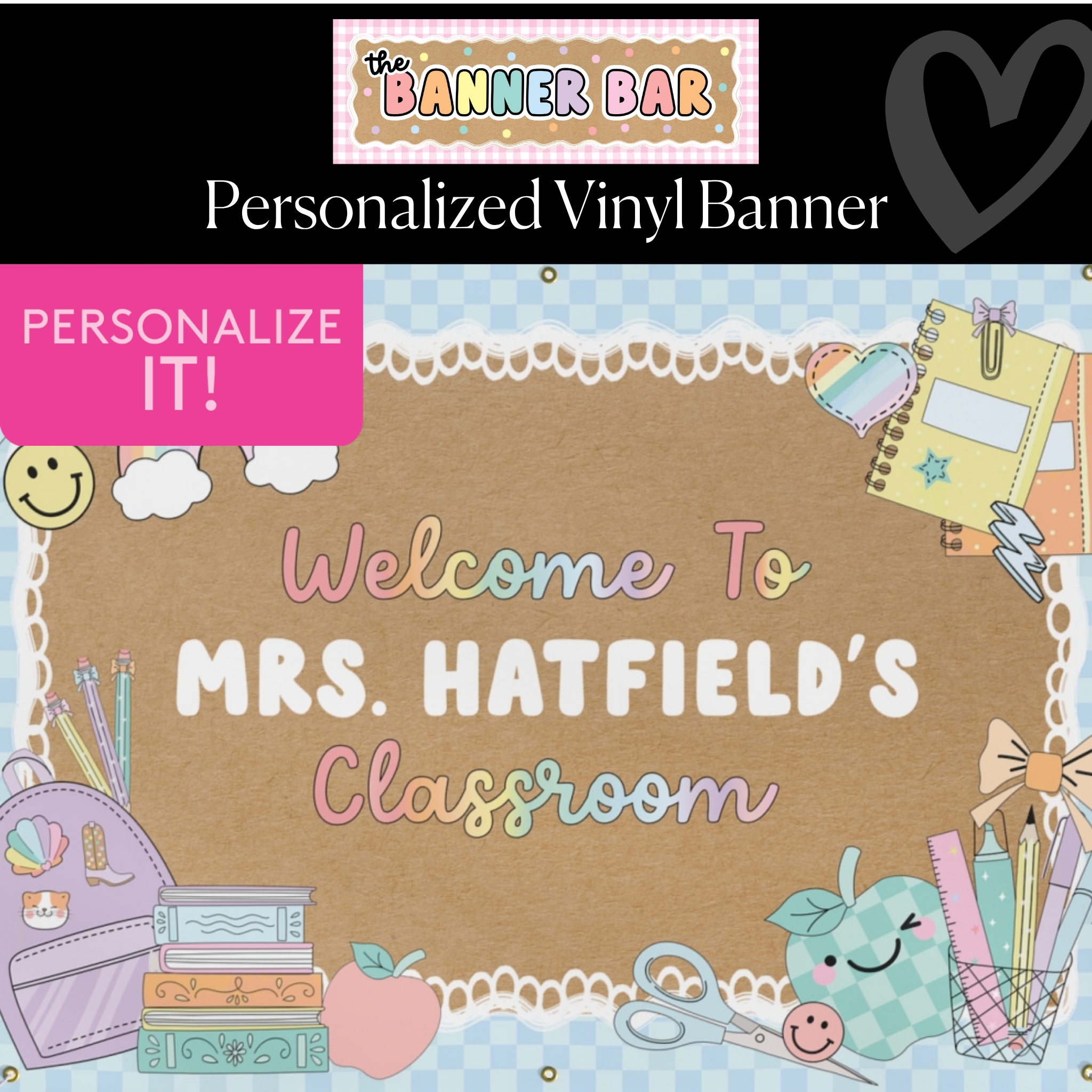 Pastel Pencil Dreams Personalized Classroom Banner | Banner Bar