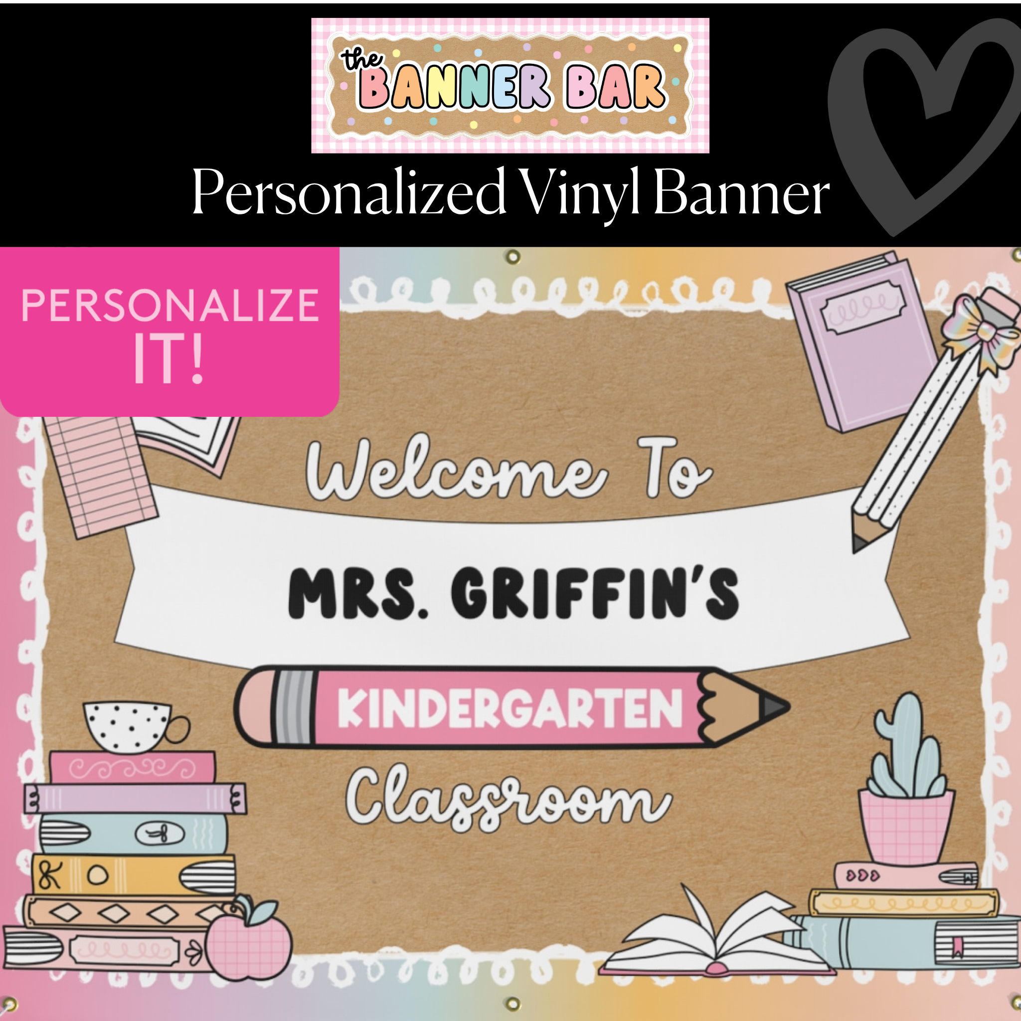 Pastel Pages Classroom Personalized Banner | Banner Bar