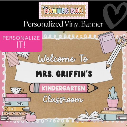 Pastel Pages Classroom Personalized Banner | Banner Bar