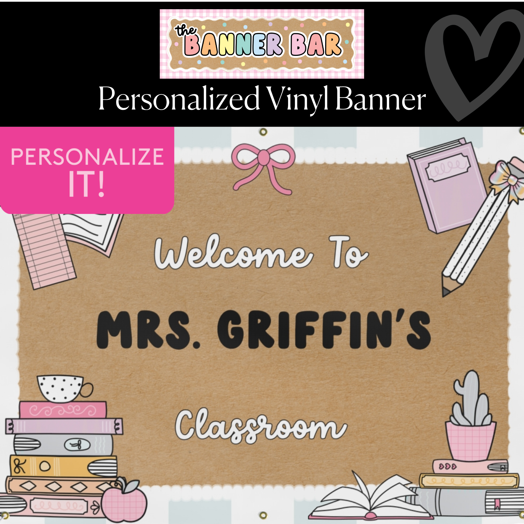 Soft Hues & Storybooks Personalized Classroom Banner | Banner Bar