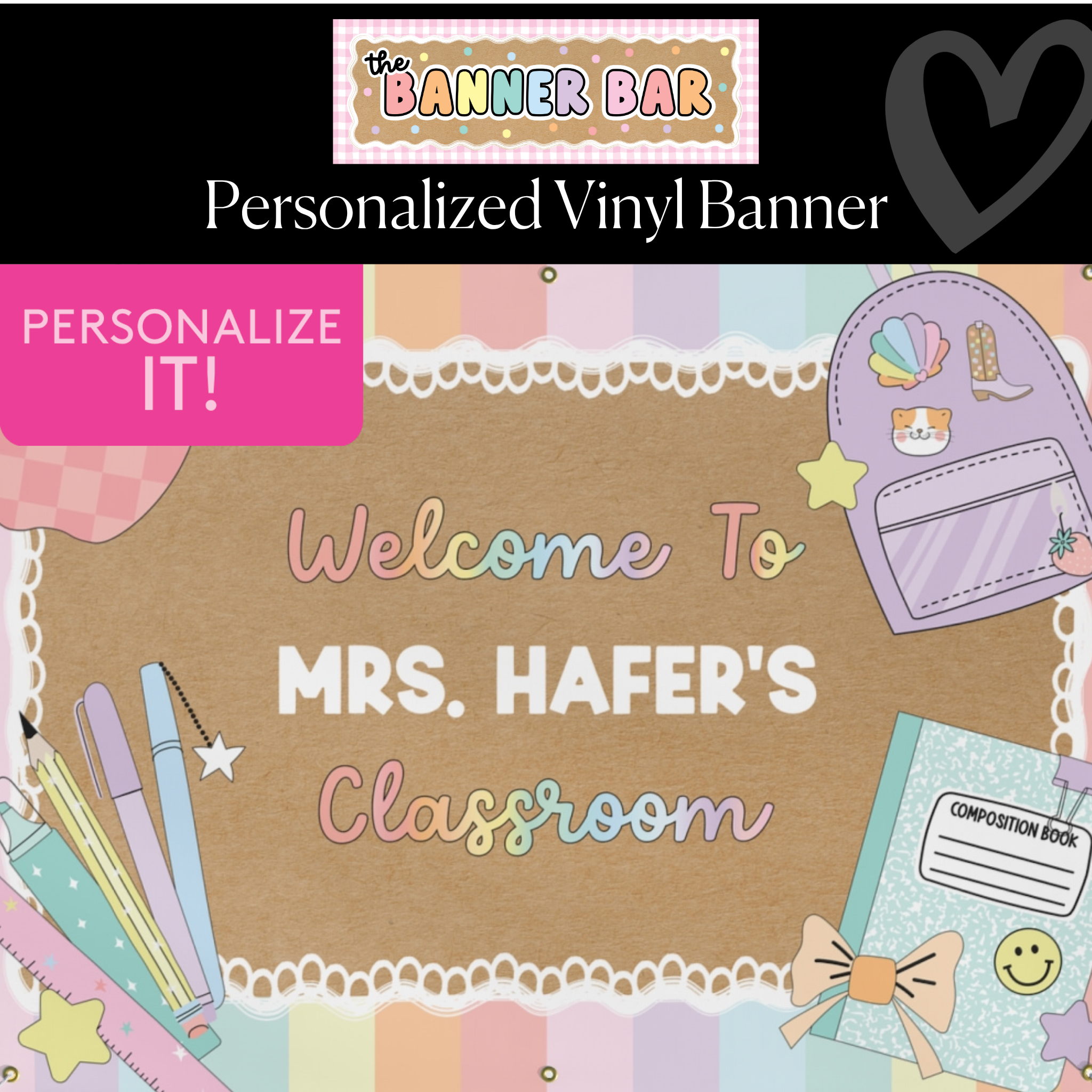 Pastel Dreams Personalized Classroom Banner | Banner Bar