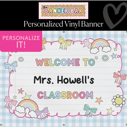 90s Retro Personalized Classroom Banner Blue | Banner Bar