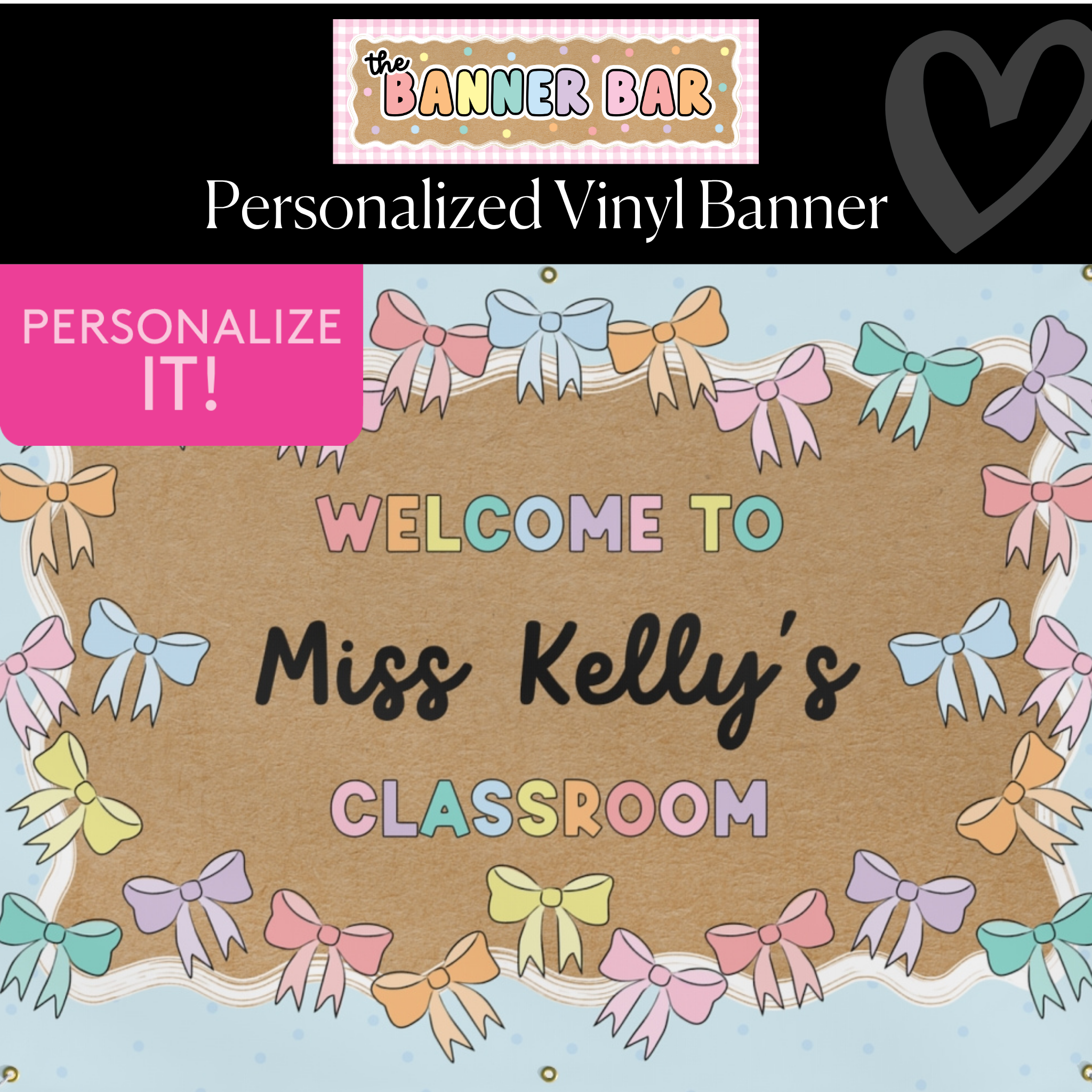 Dreamy Bows Personalized Banner | Banner Bar