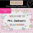 Load image into Gallery viewer, 90s Retro Personalized Classroom Banner Pink | Banner Bar

