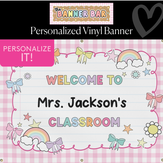90s Retro Personalized Classroom Banner Pink | Banner Bar