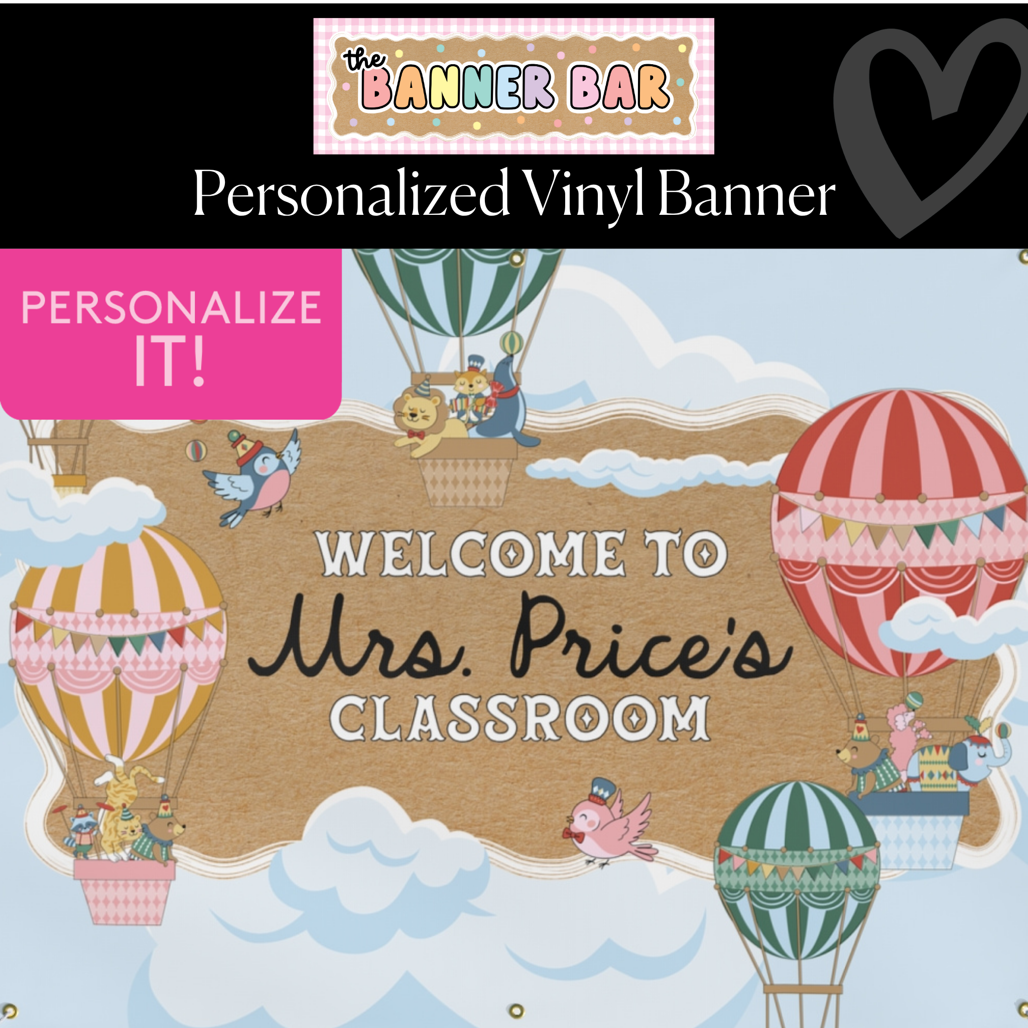 Personalized Circus Vinyl Classroom Banner | Banner Bar