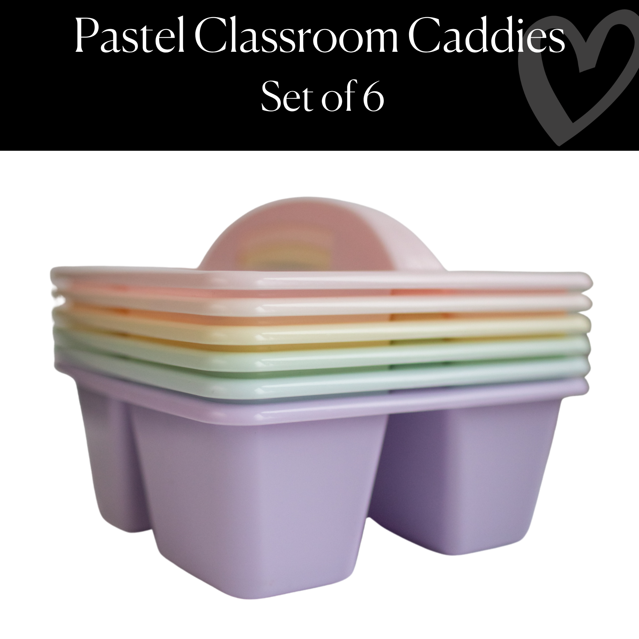 Pastel Classroom Caddies Set of 6 | Plastic Organizer for Teacher Storage