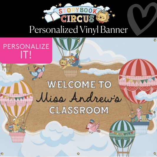 Personalized Circus Vinyl Classroom Banner | Storybook Circus