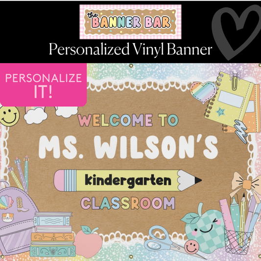 Pencil & Pastels Personalized Classroom Banner | Banner Bar