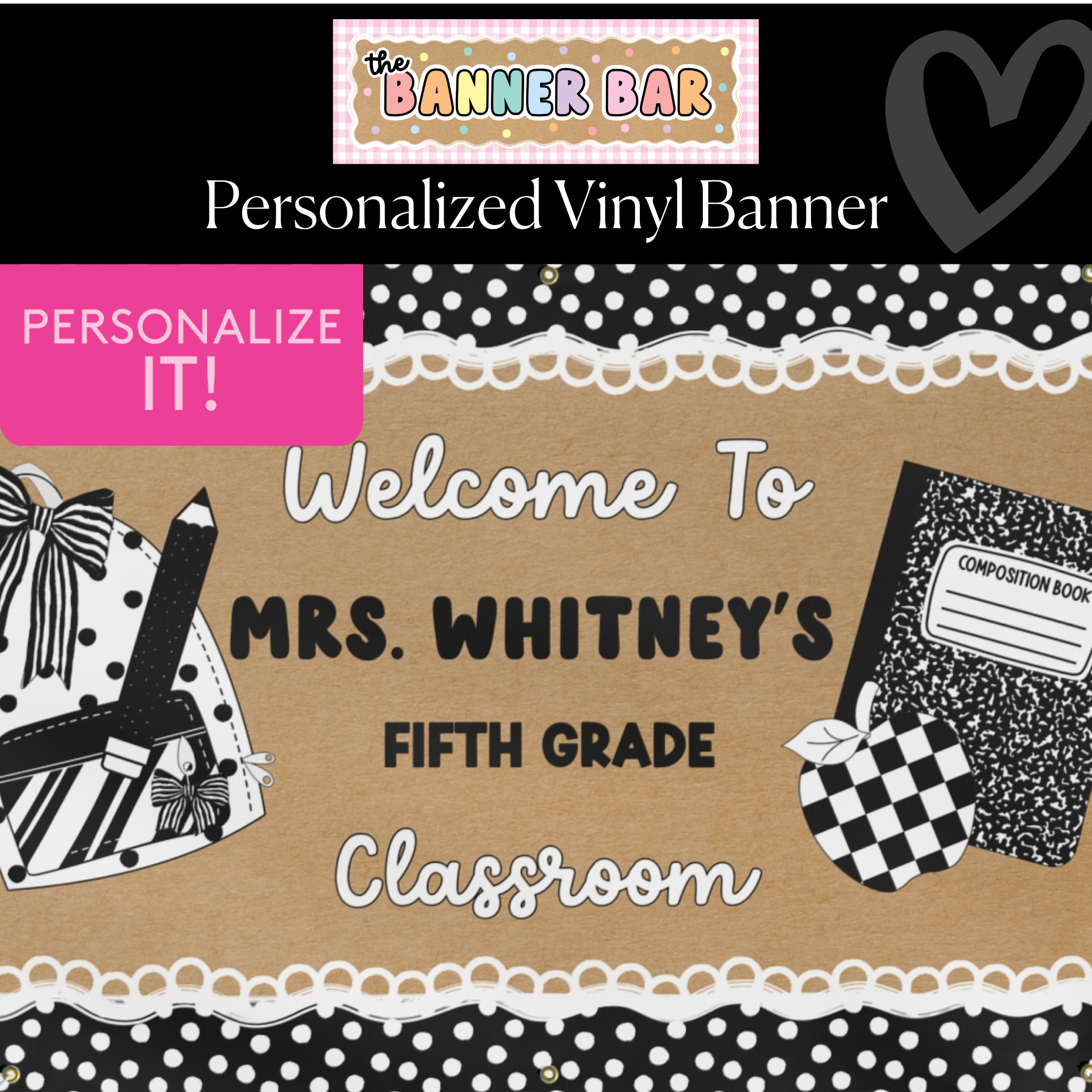 Composition Notebook Personalized Classroom Banner | Banner Bar