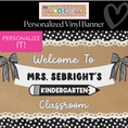 Load image into Gallery viewer, Black & White Personalized Teacher Name Bow Banner | Banner Bar
