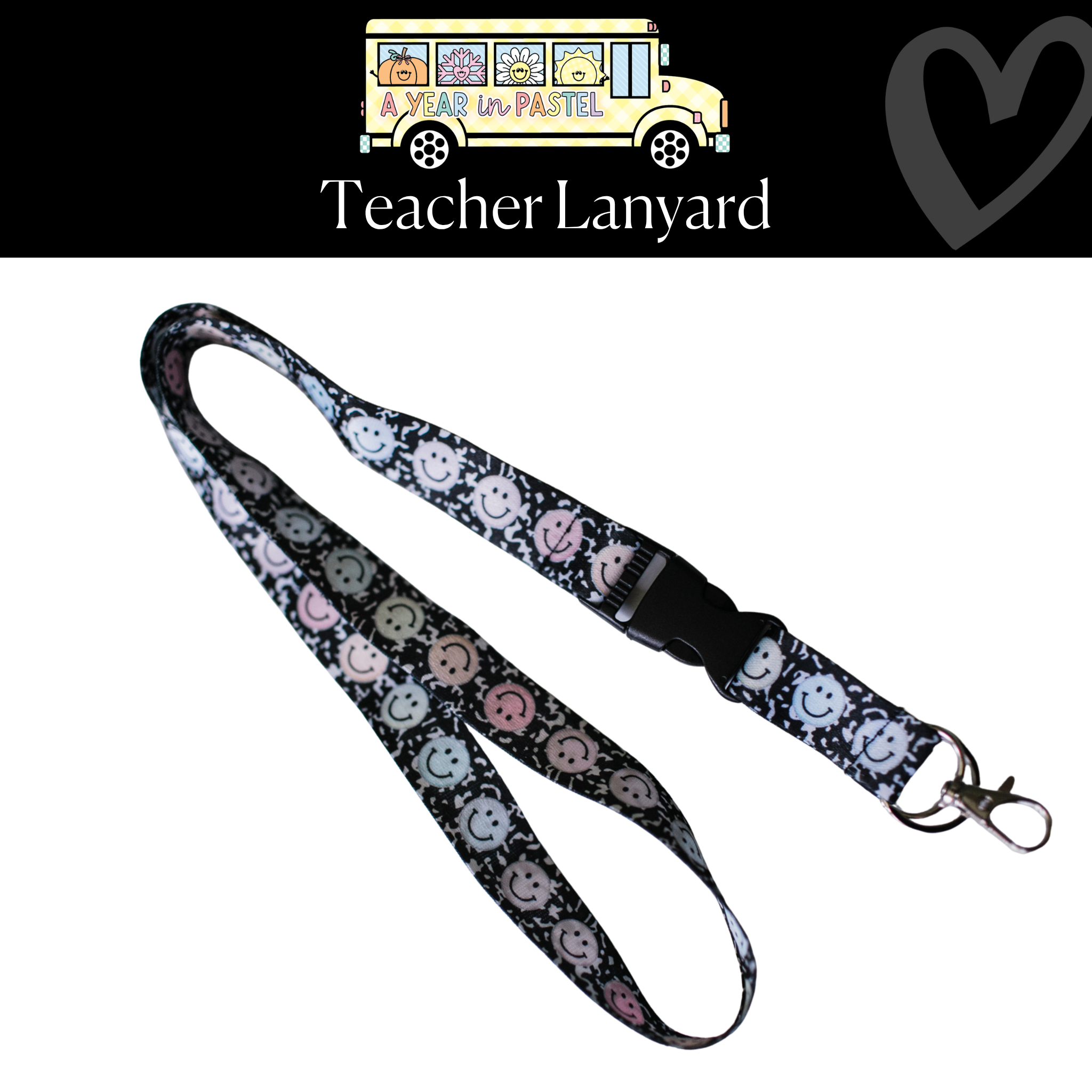 Pastel Smiley Face Classroom Lanyard | Teacher Accessories