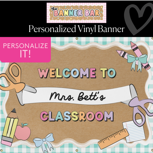 Pastel Mint Happy Teacher Personalized Classroom Banner | Banner Bar
