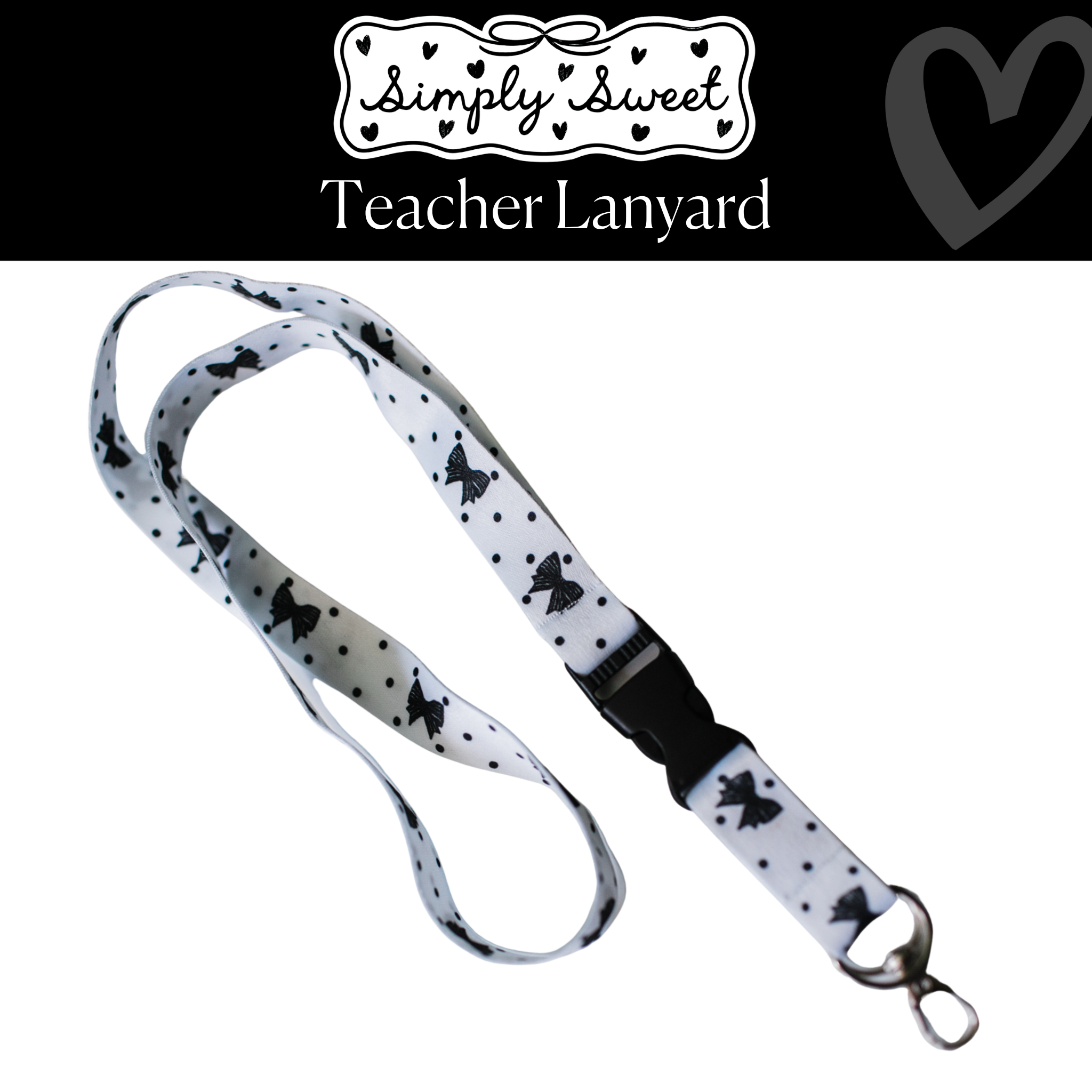 Simply Sweet Bow Dot Teacher Lanyard | Simply Sweet