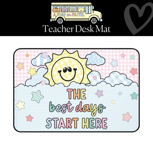 The Best Days Start Here Pink Gingham Classroom Desk Mat | A Year In Pastel