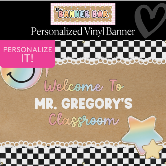 Retro Smiles Personalized Classroom Banner | Banner Bar