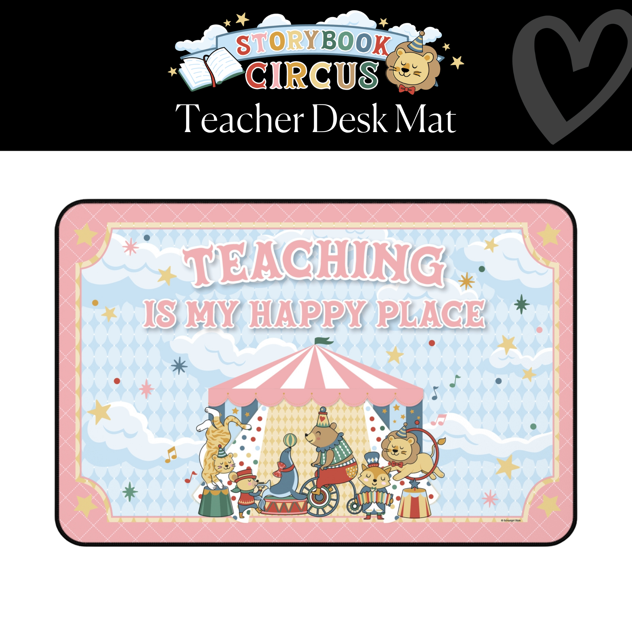 Teaching Is My Happy Place Pink Classroom Desk Mat | Storybook Circus