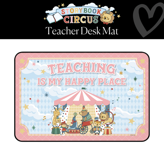 Teaching Is My Happy Place Pink Classroom Desk Mat | Storybook Circus
