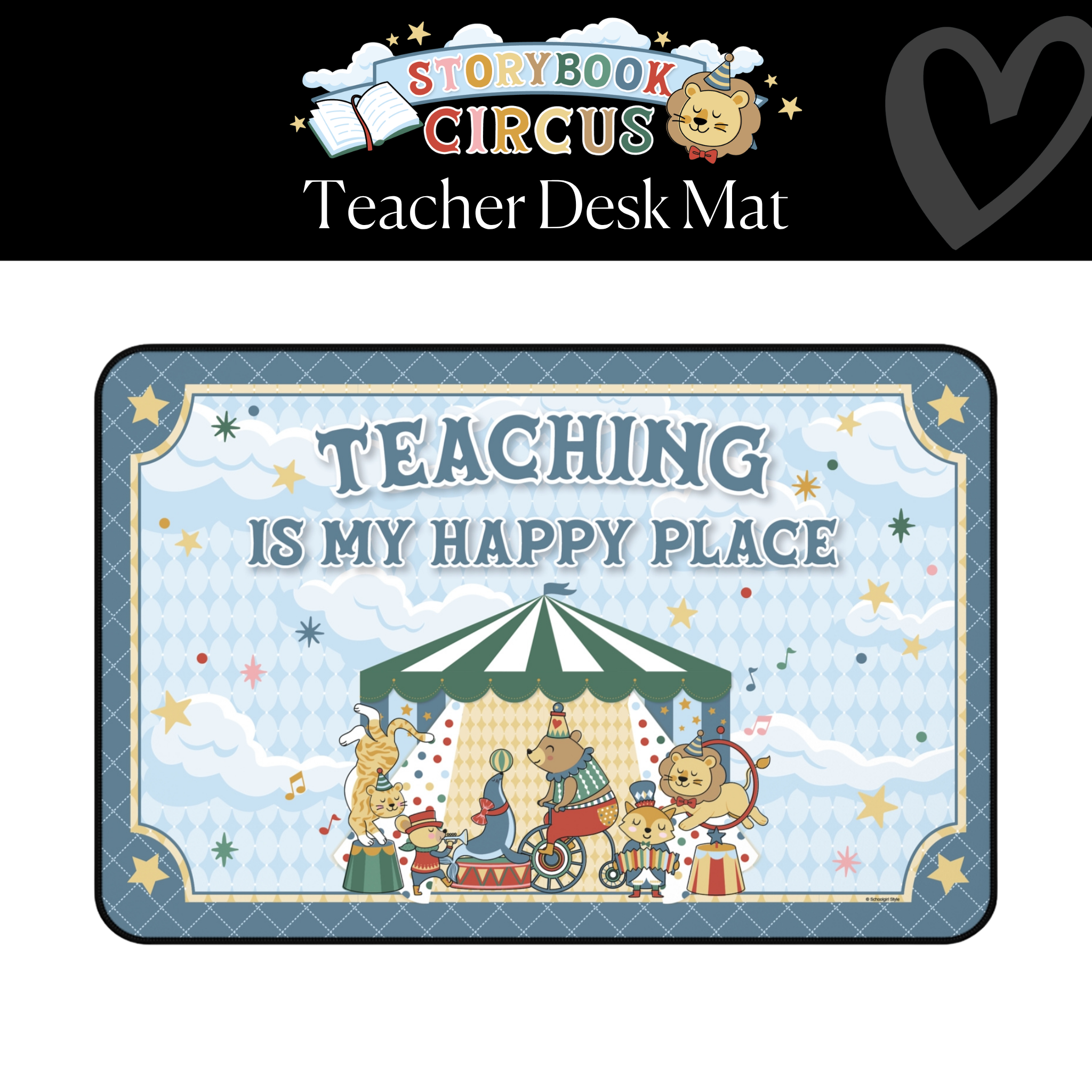 Teaching Is My Happy Place Blue Classroom Desk Mat | Storybook Circus