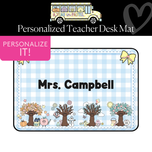 The Four Seasons Personalized Desk Mat | A Year In Pastel