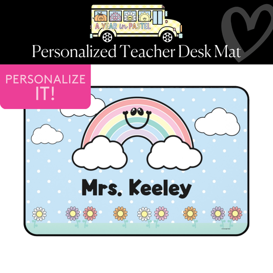 Pastel Rainbow Personalized Desk Mat | A Year In Pastel