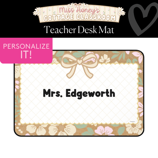 Quilted Floral Personalized Desk Mat | Miss Honey's Cottage Classroom
