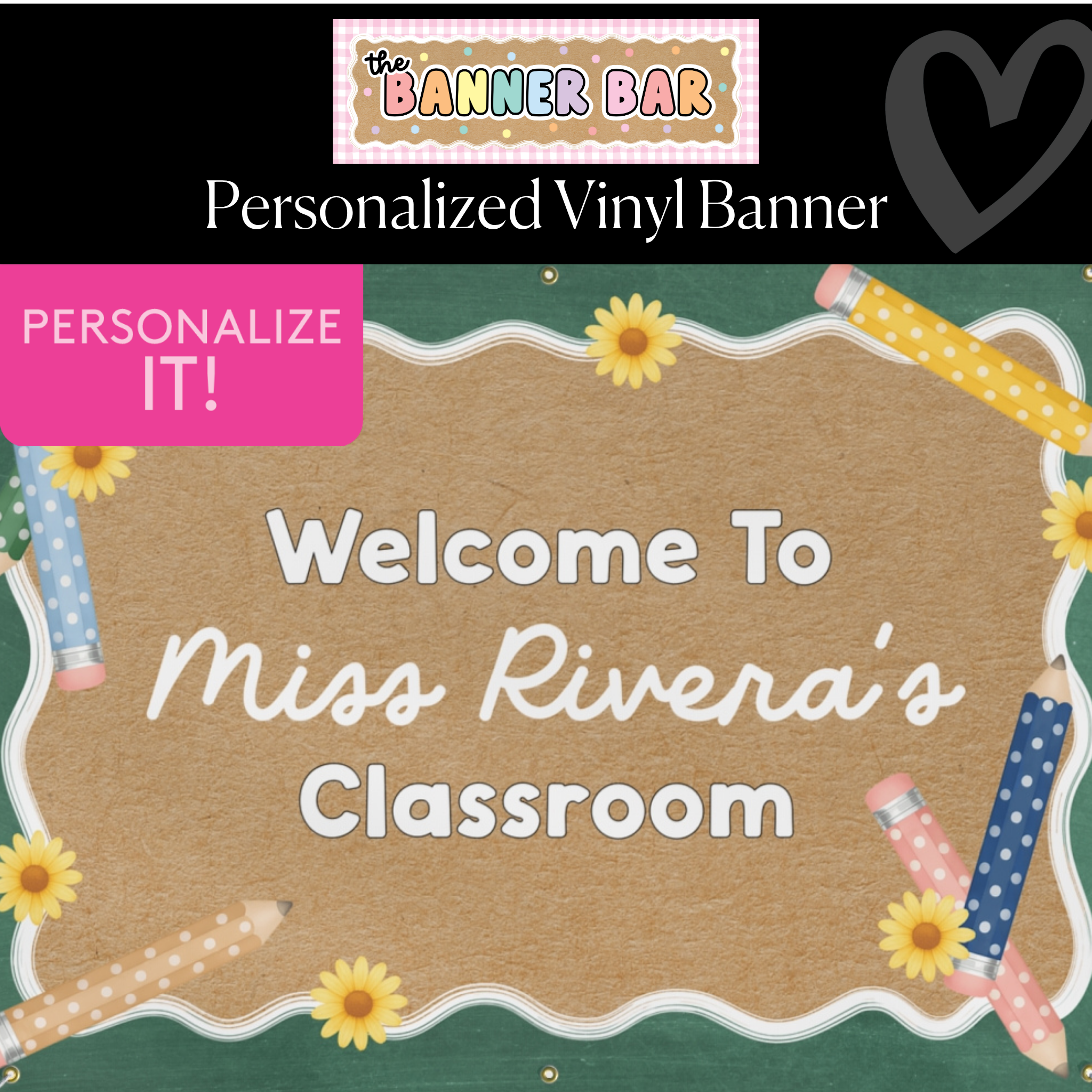 Chalkboard Charm Personalized Banner | Banner Bar