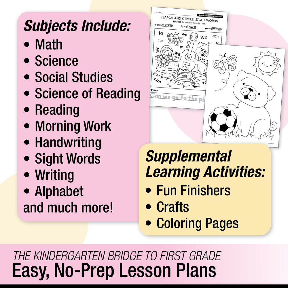 Printable Bridge To First Grade Digital Summer Workbook
