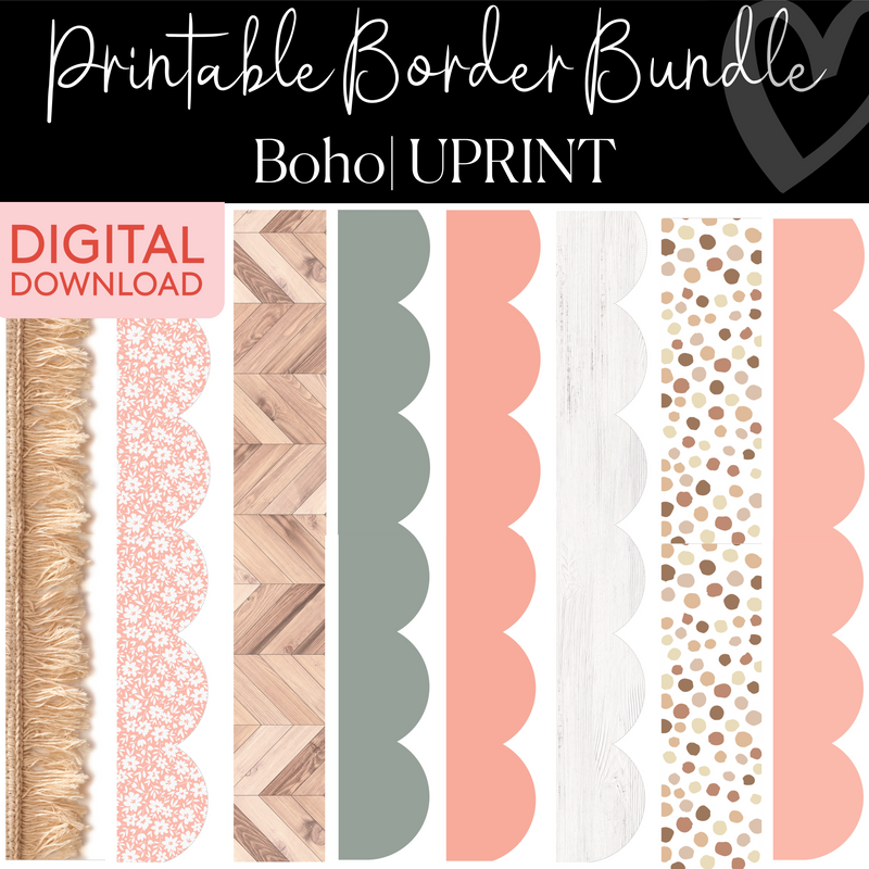 Printable Border Bundle | Boho | UPRINT | Schoolgirl Style
