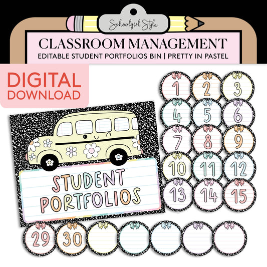 Printable Pastel Editable Student Portfolios