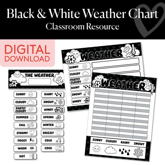 Printable Black and White Weather Chart