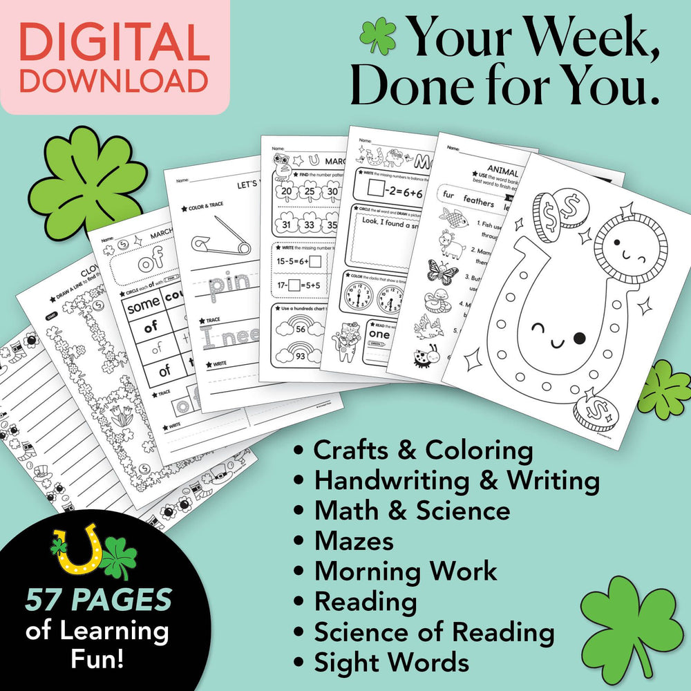 Printable First Grade March Week 4 Resources