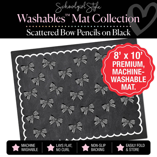 Scattered Bows and Scallop Border Classroom Mat by Schoolgirl Style