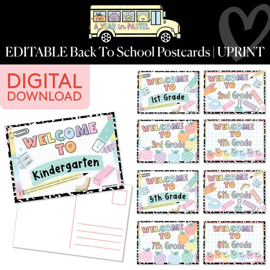 Printable Editable Back To School Postcards | A Year In Pastel