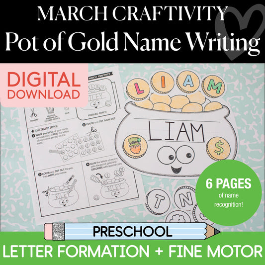 Printable March Pot of Gold Name Writing Craftivity