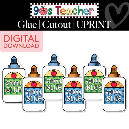 Printable Retro Glue Bottle Cutouts | 90s Teacher